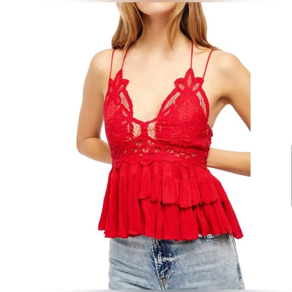 #138  Free People NWT RedAdella Cami Tank - Picture 2 of 7
